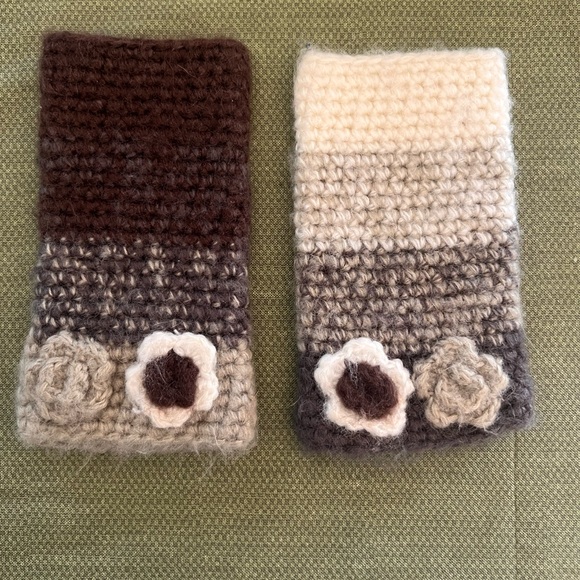 Accessories - Handmade Crochet Fingerless Gloves with Floral Design
